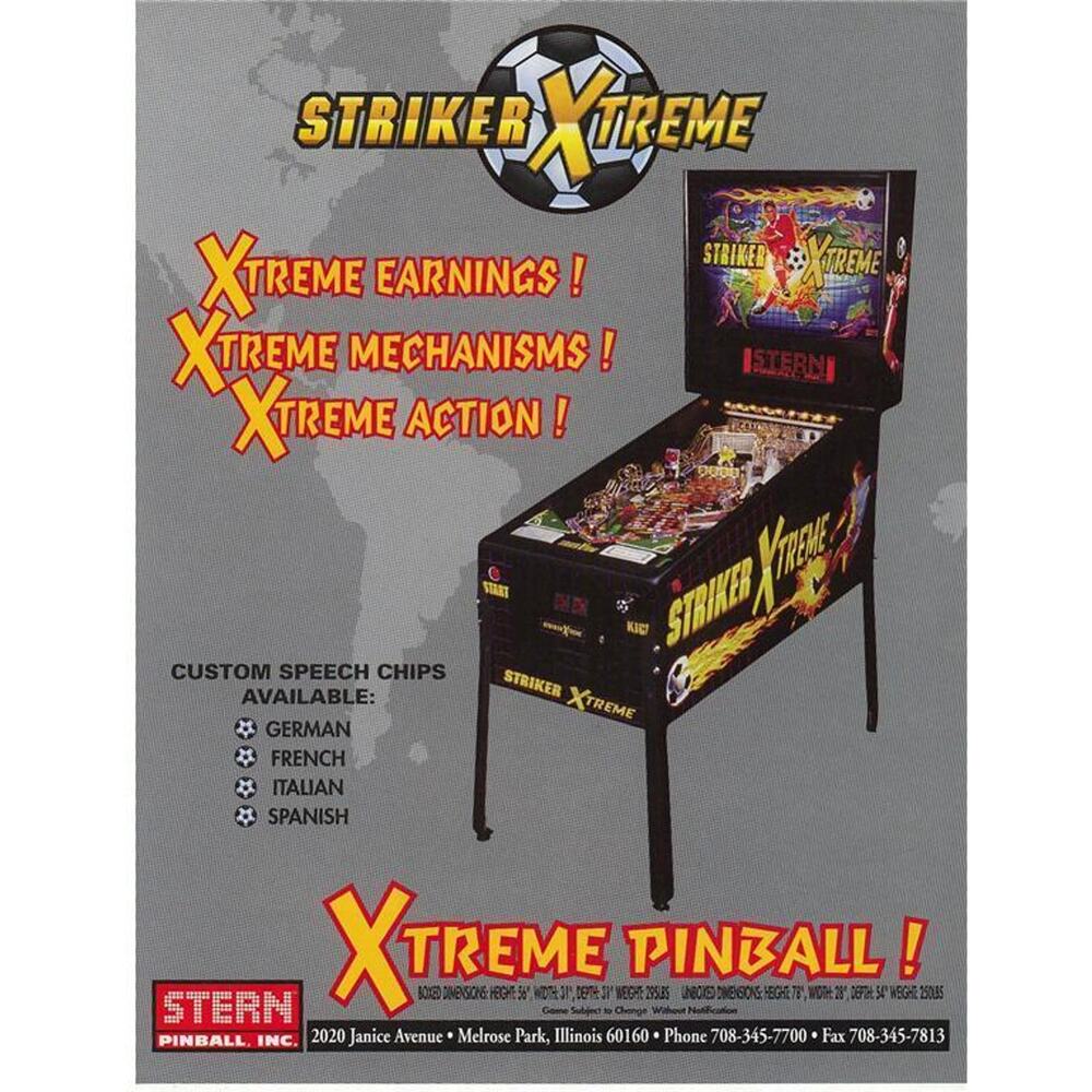 Striker Xtreme Pinball Flyer Original NOS Flipper Game Vintage Promo Art 2000